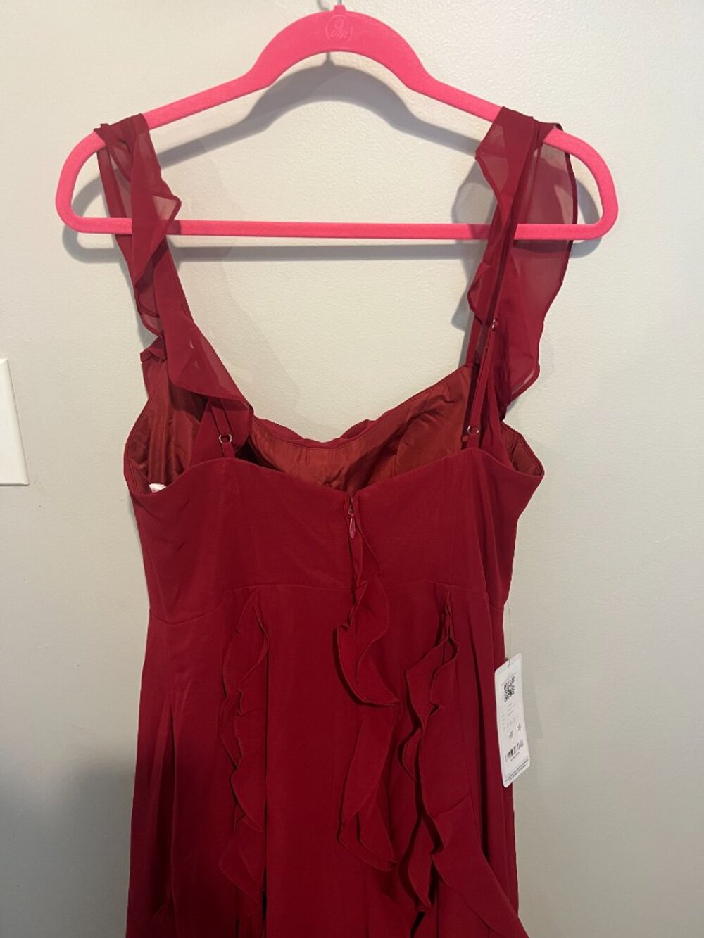 Barbie™  AZAZIE 1024 Burgandy A-Line with Pockets Chiffon Dress - Picture 5 of 5